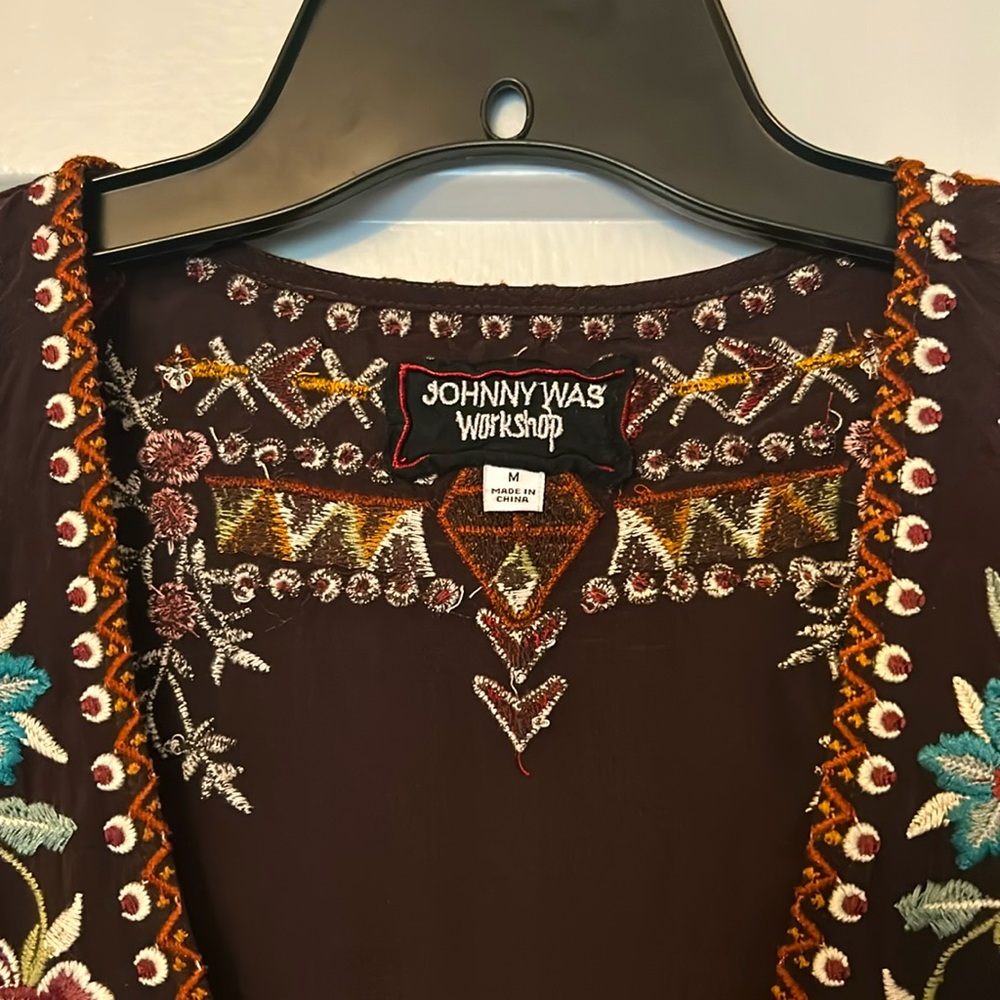Johnny Was Dark Brown Embroidered Dress/Tunic - Picture 2 of 10